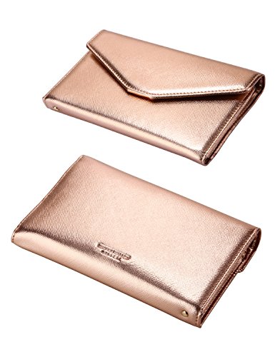 Zoppen Mulit-Purpose Rfid Blocking Travel Passport Wallet (Ver.4) Tri-Fold Document Organizer Holder, Rose Gold #TOP3