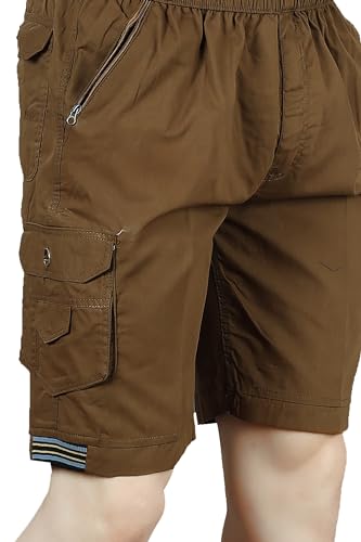 Image of Men Cotton Regular Fit Solid Short | 2 Zipper Pocket | 3 Button Pockets | Versatile Half Pants for Everyday -