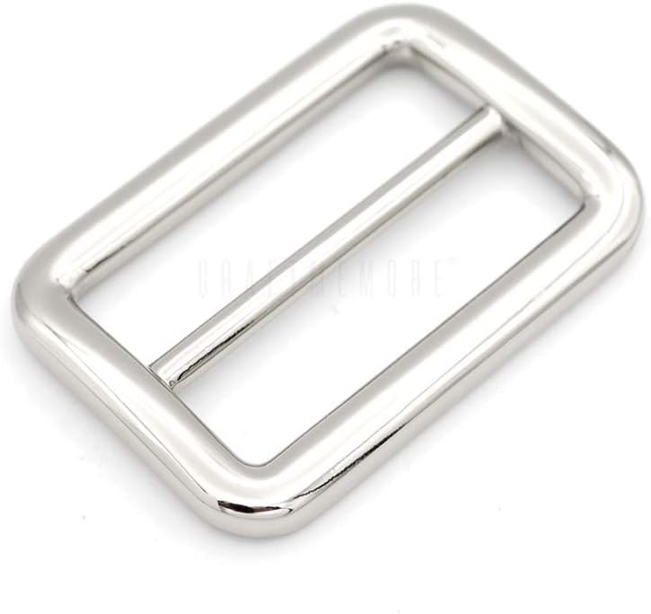 CRAFTMEMORECRAFTMEMORE 6pcs Metal Slide Buckle Bag Belt Strap Keeper Slider Triglide Strap Adjuster Purse Making Accessories SCSL (1 1/2 Inches, Silver)