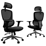 Ergonomic Office Chair Heavy Duty 1600lbs, High Back Desk Chair with 4D Armrests, Dual Back Support, Big & Tall Computer Chair, Sliding Seat, Adjustable Headrest & Lumbar, 135° Reclining (Black)