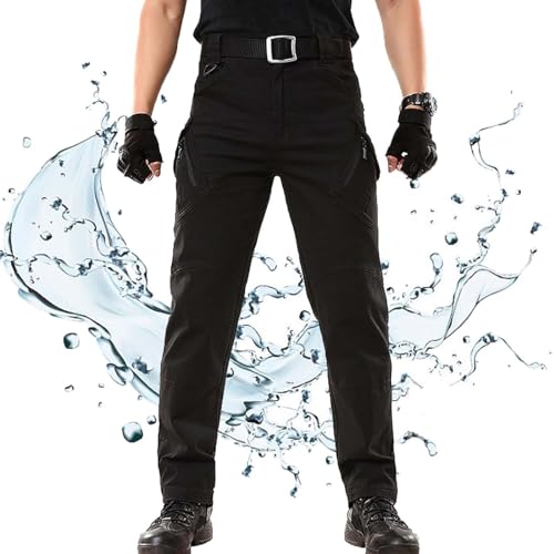 SRXY Cargo Moto,Pantalon Cargo Pantalon Tactique Moto,Tactical Motorcycle Trousers (Black,XX-Large)