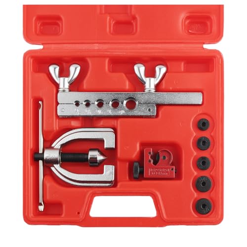 Purthog Brake Line Flaring Tool Kit,Single & Double Brake Flare Tool Kit Includes Adapters,Flare Cone,Flares Rod,Tube Cutter,Universal Brakes Line Flares Tools Kits for Cars,SUVs,Trucks