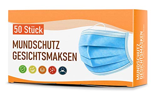 Preisvergleich Produktbild Mundschutz Masken 50 Stück Maske 3-lagig Schutzmaske, Pollenschutz, staubdichter, Gesichtsschutz