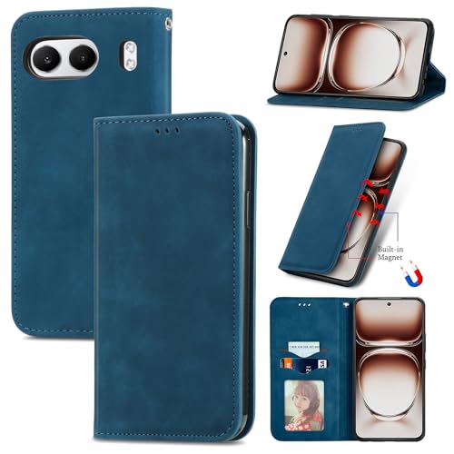 Cracedily Handyhülle für Oneplus Nord 4 Hülle, Klapphülle Premium Lederhülle Klappbar Flip Hülle Tasche Magnet Kartenfach Standfunktion Klapphülle Schutzhülle für Oneplus Nord 4 5G, Blaugrün
