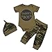 Produktbild Borlai Baby Mädchen Jungen Anzug Mode Camouflage Strampler + Lange Hosen + Hut Outfits Kleidung Set 0-24 Monate, Daddys Boy, 0-6 Monate