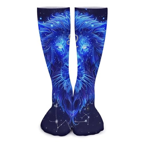 Leo Constellation Blue Lion 1 Pairs Warm Socks Printed Over The Calf Sock Breathable Knee Outdoor Sport Socks