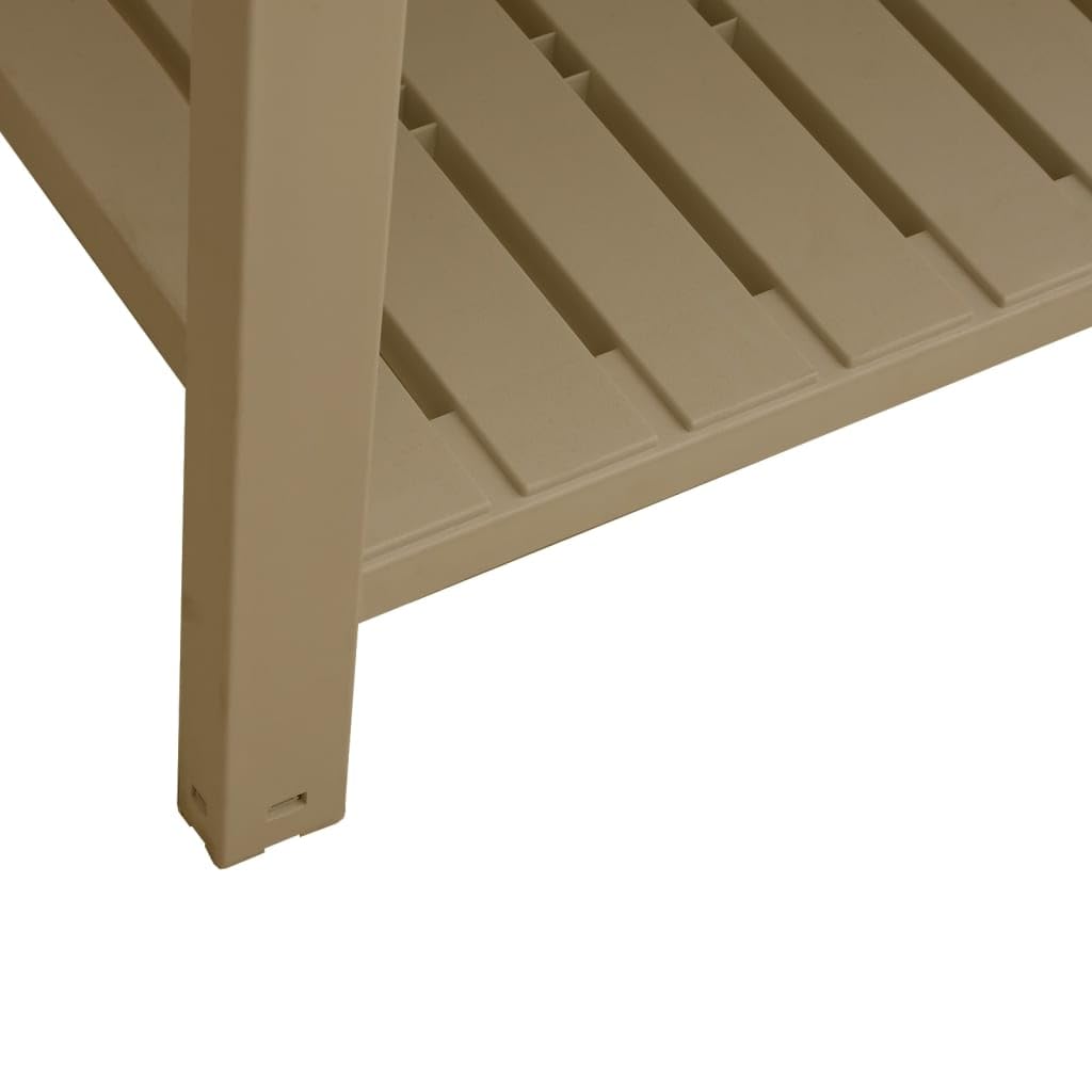 Jardinera de jardín elevada de polipropileno marrón claro 110 x 45 x 79 cm con sistema de autorriego y trama de madera sintética, diseño práctico para patio y balcón, amplio