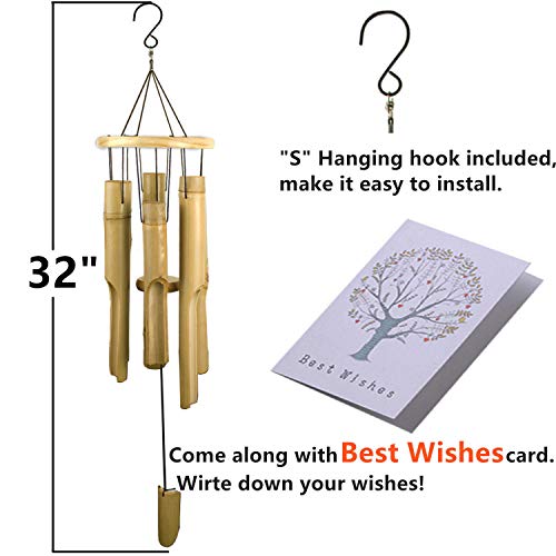 Datedirect Bamboo Wind Chimes - Wood Wind Chime - Large Indoor Outdoor Wooden - 32" Wind Chimes For Garden, Yark,Patio And Home Décor #TOP2