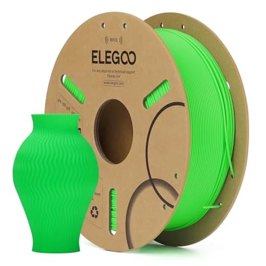 ⚡ ELEGOO RFID PLA Filament 1.75mm Neon Green 1KG, Auto Identification 3D Printer Filament Compatible with Canvas, Dimensional Accuracy +/-0.02mm, 1kg(2.2lbs) Spool for Most 3D Printers