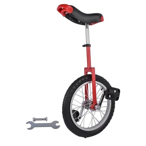 Mixizap 16 Inch Wheel Unicycle, Unicycle Bike with Adjustable Seat, Unicycles with Steel Rim, Adults Kids Outdoor Sports Fitness Exercise Tool,Red