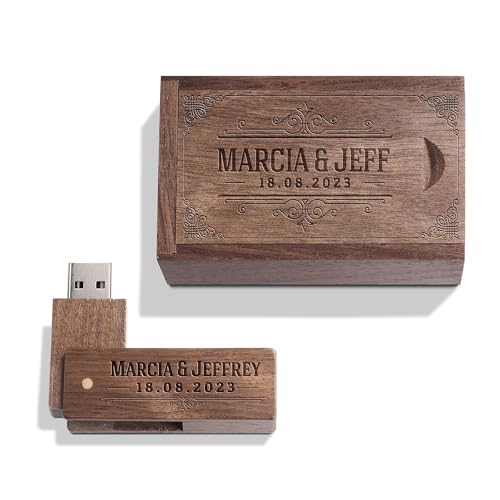 Clé USB gravée personnalisée en Bois Massif USB 3.0 Drive Clé USB en Bois avec Gravure personnalisée, Cadeau pour Mariages, Anniversaires, remises de...