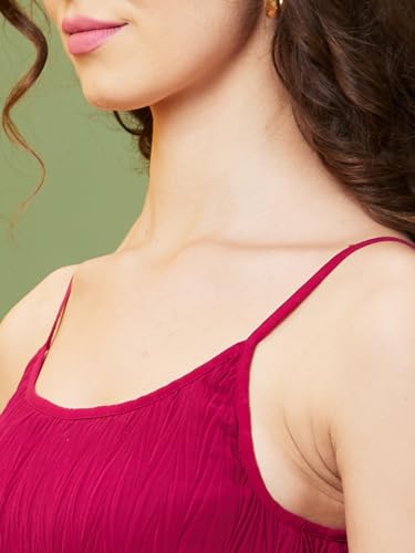 Image of Globus Women Red Sleeveless Solid Fit & Flare Midi Dress