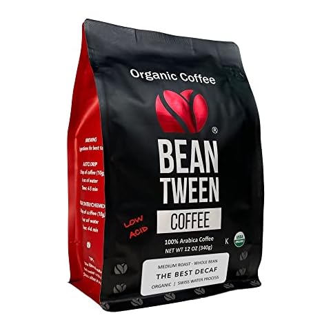 Beantween Coffee: Premium Organic Decaf Medium Roast Whole Bean (12oz) of 100% Arabica Coffee – Swiss Water Process, Low Acid, Mold-Free, Certified Organic, Kosher, Single Origin, Woman-Owned Cover
