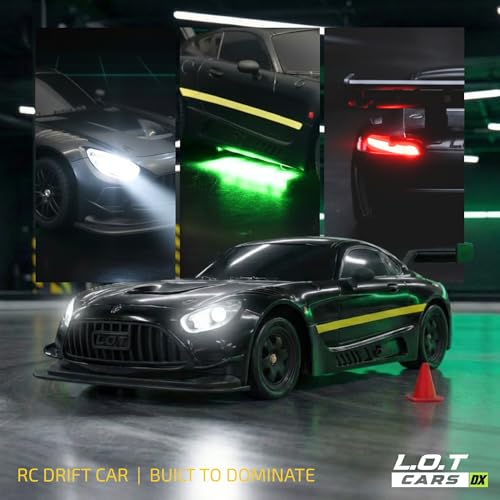 Image of L.O.T Toys Shadow RC Drift Car | 4WD 20Kmph, 2.4Ghz 100m Long Range Remote, Race-Ready ABS Body, Proportional Steering, Multi-Mode LED Lights (Asphalt Black)