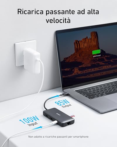 Hub USB-C PowerExpand 8 in1, adattatore con Dual 4K HDMI, Power Delivery 100 W, Ethernet da1 Gbps, 2 porte dati USB 3.0, lettore di schede SD e microSD, per MacBook Pro, XPS, Pixelbook e altro - Hub USB - Immagine 3