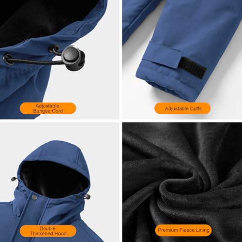 Brimekey Chaqueta Calefactable Hombre con Forro Polar, Abrigo Calefactable con Batería Externa 7,4V 12000mAh, Chaqueta Impermeable Antiviento 6 Zonas de Calor 3 Niveles para Ski Senderismo Camping - imagen 2