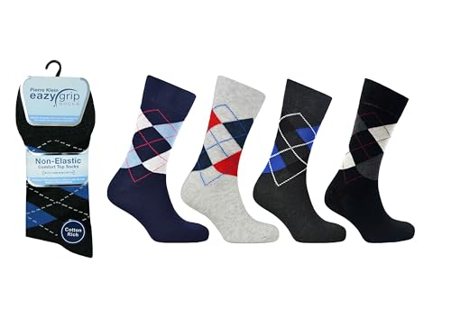 EASY GRIP *** 6 PAIRS *** MENS LOOSE SOFT GRIP TOP COMFORT FIT SOCKS (UK 6-11 ~ EU 39-46)