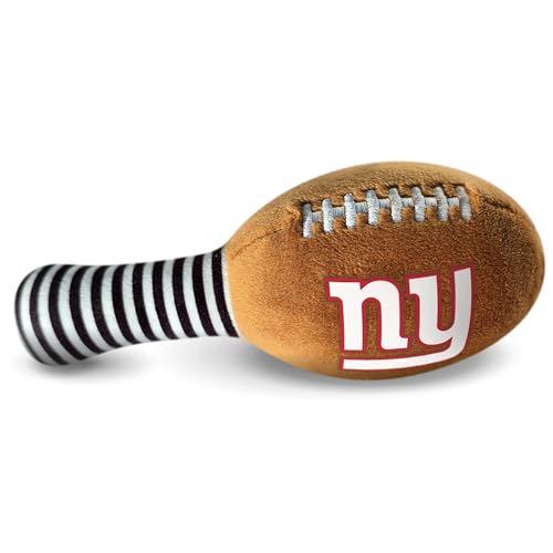 Image of New York Giants Plush Football Rattle by Smilo - Officially Licensed NFL Baby Rattle Toy - Soft Baby Rattle with Bell - for Babies and Toddlers from 3 Months