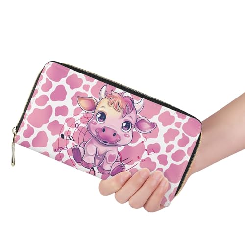 Pink Cow Women's Wallet Zip Around Purse PU Long Clutch with Credit Card Holder for Ladies3