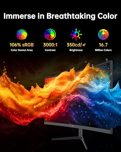 Image of KTC 24 Inch Curved 240Hz Gaming Monitor, FHD 1500R Curved Computer Monitor 1080P, 3000:1 Contrast, Adaptive Sync, HDR, MPRT 1ms, HDMI DisplayPort, Low Blue Light, Tilt, VESA Mount, H24S17P