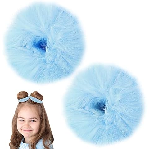 2Pcs Faux Fur Rabbit Hair Ties, Bobbles Hair Bands Plush Ball Hair Tie Soft Imitation Rabbit Fluffy Hair Scrunchies Elastic Hair Bands Holder Ponytail Hair Accessories(light blue) Cover