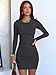 ANRABESS Womens Fall Long Sleeve Short Dress Rib Knit 2025 Fashion Basic Slim Fit Party Cocktail Night Bodycon Mini Dresses Dark Grey-L