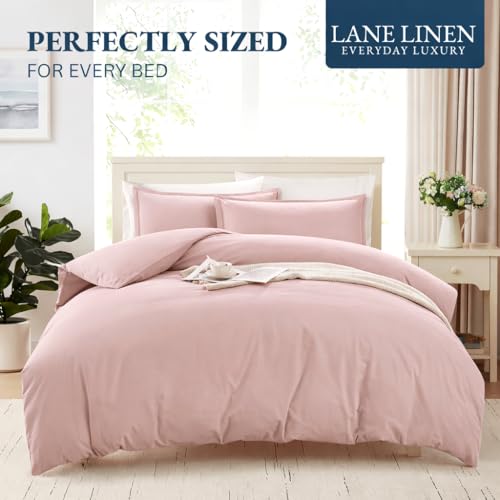 Image of LANE LINEN Double Duvet Cover Set Sepia Rose - 100% Organic Cotton Bedding 200x200cm, Soft Breathable 3 Piece with Button Closure, 2 Pillow Cases Included, Comforter Not Included