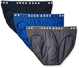 Hugo Boss Men's Cotton 3 Pack Mini Brief, True Blue/Sky Captain/Forged Iron, Large