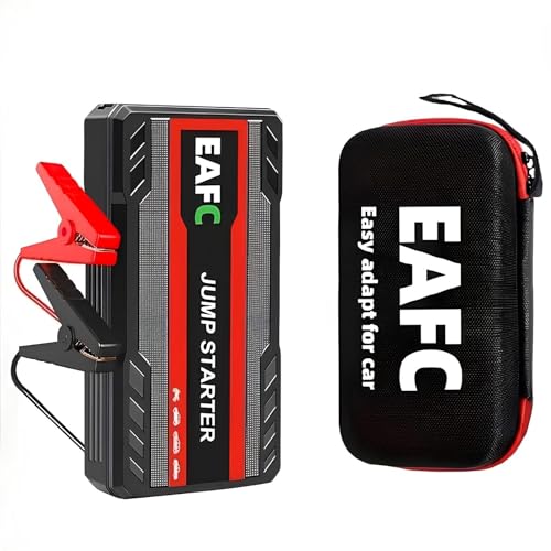 EAFC 1500A Car Jump Starter with Storage Bag - 12V Portable Power Bank Battery Booster for up to 3.0L Petrol, Jump Starter Pack with LED Light, USB, Smart Clamps for Cars, Vans