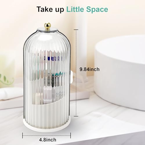 QIYVLOS Toothbrush Holders with Sliding Lid, Rotating 3 Slots Bathroom Organizer Countertop, Tooth Brush Toothpaste Holder Bathroom Counter Stand Sink Organizer Caddy for Vanity Makeup Brushes Holder - Thumbnail 6
