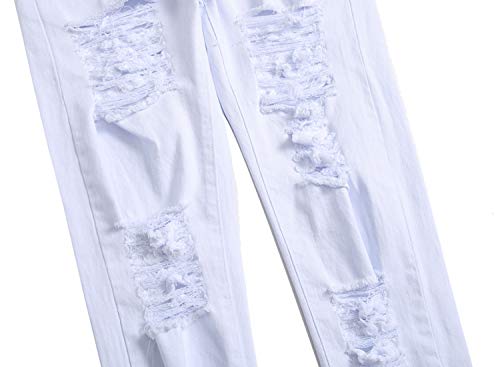 Image of Men's Ripped Slim Fit Jeans Straight Leg Denim Pants