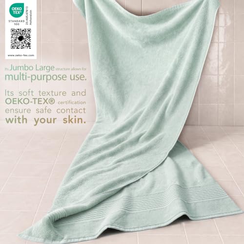 Image of Cotton Paradise 100% Cotton Turkish Towel Set, Soft Absorbent Quick Dry, 2 Piece 35x70 Bath Sheet Set, Mint Green