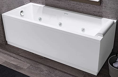 Baignoire Bain remous rectangulaire Novellini Calos Hydro désinfection 150x70 160x70 170x70 170x75 170x80 180x80 H58cm Colonne 1 Panneau Avant 1 latérale Whirlpool Télécommande châssis appuie-tête