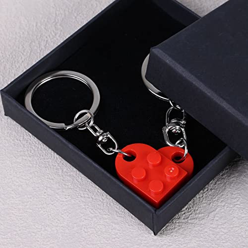 Meyerascal Red Heart Keychain Set For Couples, Brick Heart Keychain For Boyfriend Girlfriend, 2 Pcs Matching Heart Colorful Keychains.(Red) #TOP5