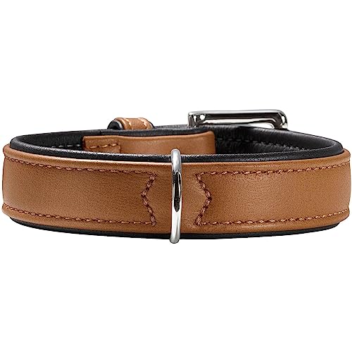 Hunter 42787 Halsband für Hunde Canadian Elk 55 nickel_Elchleder cognac/Elchleder schwarz, 42-48 cm