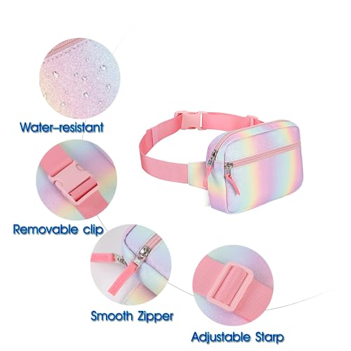 Image of Fanny Pack Birthday Gifts for 7 8 9 10 11 12 13 Year Old Teens Girls Kids, Preppy Cute Trendy Stuff Colorblock Crossbody Bag Adjustable Belt Bags, Dorm Travel Essentials for Girl Fashion