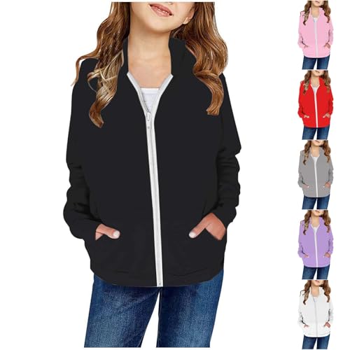 Girls Zip Up Hoodie Casual Long Sleeve Jacket Lightweight Sweatshirt with Pockets