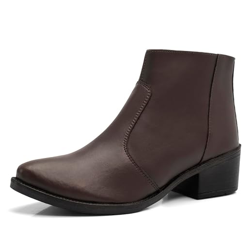 Bota Feminina Casual Lisa Zíper Épico Coturno Cano Baixo Conforto Moderna