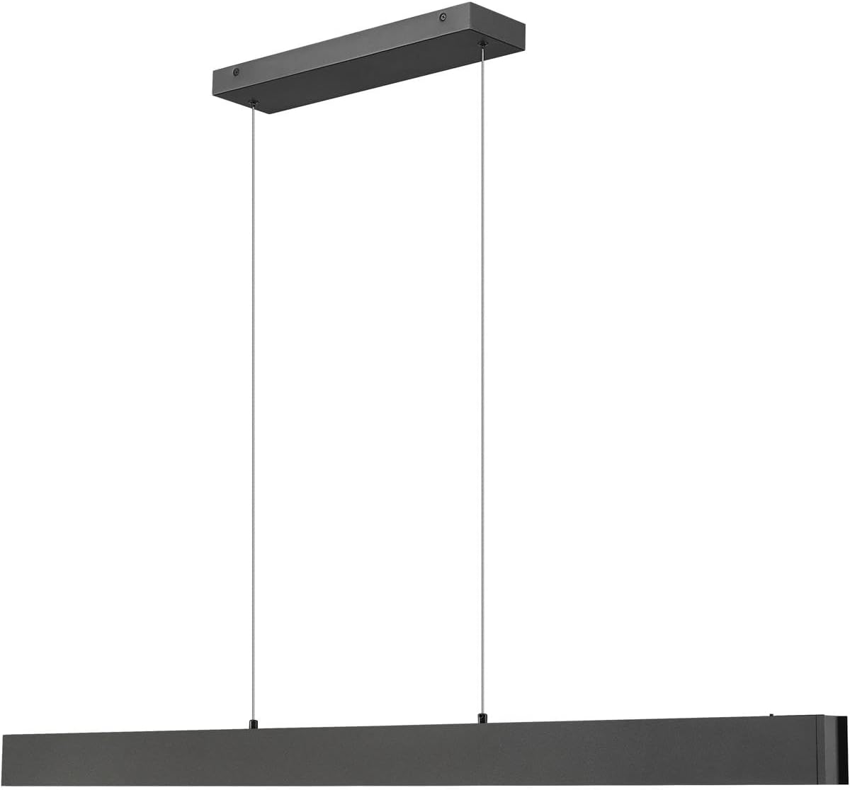 Жакын план view of the Z-Lite Hudson 1016-55L-MB-LED Linear Chandelier showing the integrated LED light strip and matte black finish.