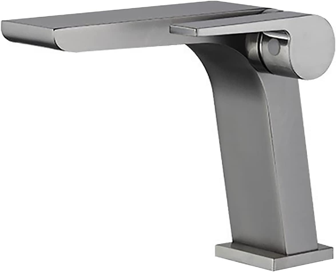 バスルームシンクタップ 洗面台用蛇口 真鍮製 バスルームシンクミキサータップ 温水・冷水洗面所クレーン デッキマウントシングルハンド 洗面器の蛇口  バスルームの温冷真鍮水ミキサータップゴールドクロームスワンデザイン洗面器水シンクミキサークレーン (ローズ ... 滝型バスルームシンク蛇口、バスルーム蛇口シングルハンドルシングルホールベッセルシンク蛇口真鍮洗面器ミキサータップ温水と冷水Lavat