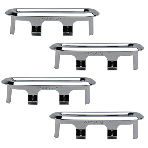MroMax 4ps Sink Overflow Ring, Rectangle Cap, Cover Insert Spares, Basin Tidy Drain Cap, Siliver