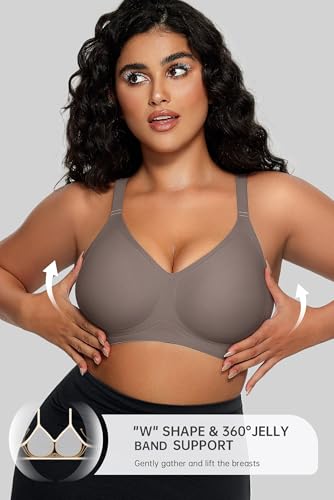 Image of OEAK Women Comfortable Jelly Bras No Underwire Seamless Full Coverage Bralette Buttery Soft Convertible Everyday Tshirt Bra