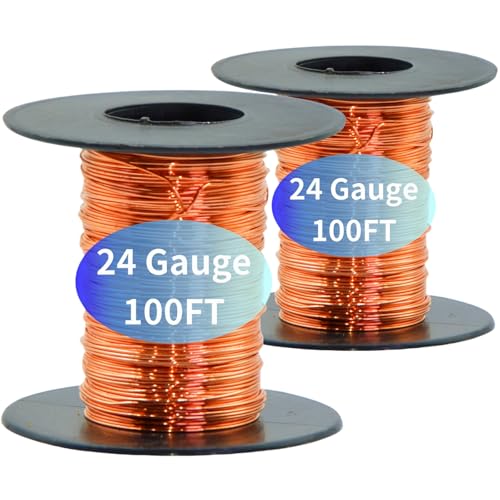 Wlzll 200 Feet 24 Gauge 99.9% Pure Soft Copper Wire for Electroculture Gardening, 2 Rolls Bare Soft Copper Wire – Ideal for Plant Growth, Science Projects, DIY Crafts, and Jewelry Making