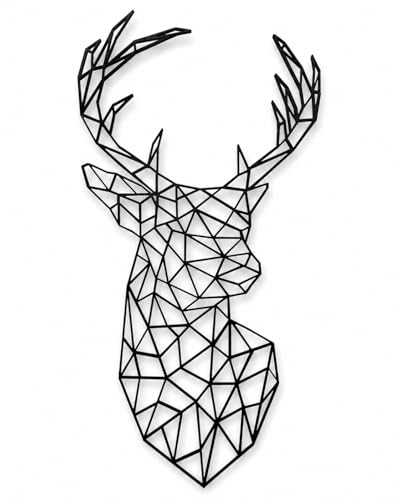 Image of Wall Decoration Wooden Deer Wall Deco Geometric Ornaments Minimalist Wall Art Hanging Deer Decoration