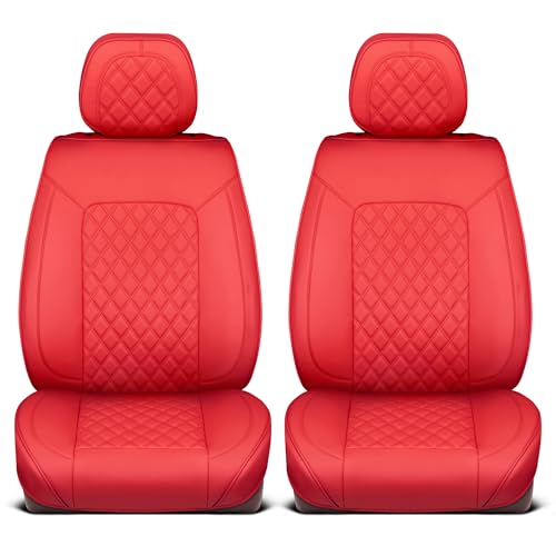 Prestige Edition Faux Leather Seat Covers for Cars, Trucks, & SUV – 2 Red Car Seat Covers for Front Seats - Universal Fit Car Accessories Automotive Interior Protector for Most Vehicles by MotorBox - Used condition - Image 8