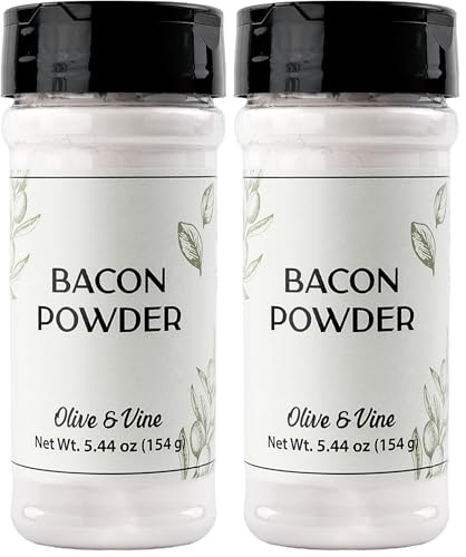 Olive & Vine Bacon Powder, Smoky Flavor, For Seasoning & Cooking, Rich Tradition, Authentic Taste, For Global Recipes (5.44 Ounce) (Pack of 2)