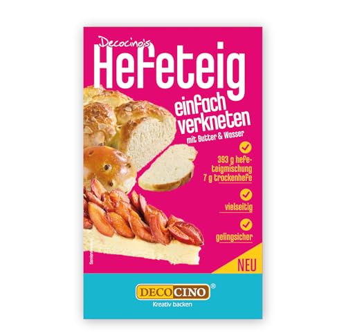 DECOCINO Süsser Hefeteig 400g - Fertige Backmischung, gelingsicher, für Profis und Anfänger, toller Hefeteig, einfache Handhabung, für Kuchen, Torten, kleines Gebäck