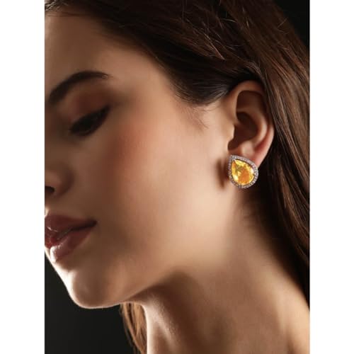 Image of Rubans Stud Earrings American Diamond Zirconia & Crystal Jewellery Gift for Women & Girls