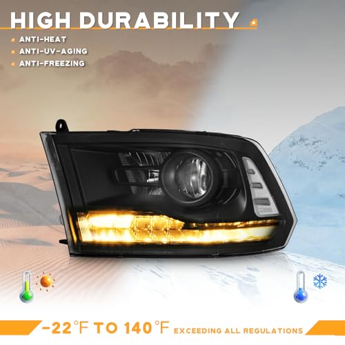 WEELMOTO LED Headlights Compatible with 2009-2018 Dodge Ram 1500/10-18 Dodge Ram 2500 3500 Models Included Bulbs with Factory Quad Style Headlamp Replacement (Not Fit Factory Projector Style) by WEELMOTO - Image 5