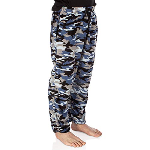 Dg Hill Men’s Plaid Microfleece Pajama Pants With Pockets, Blue Camo Pjs #TOP2